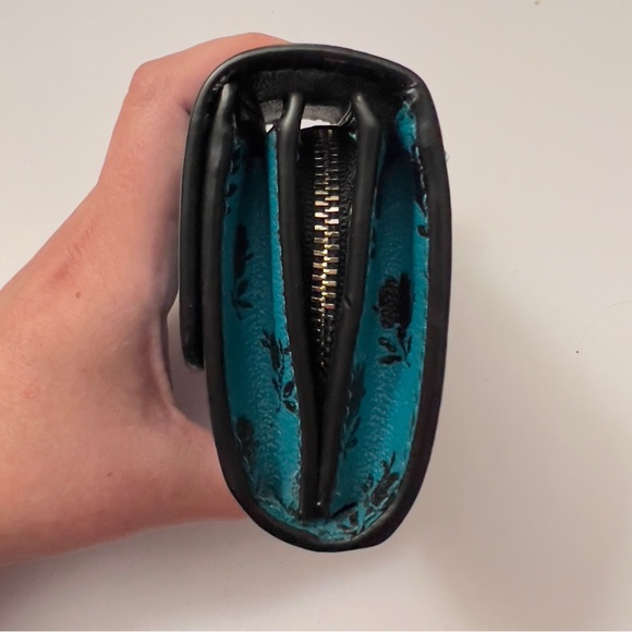 Coach Accordion Wallet In Badlands Floral Print Silver/Turquoise/Black F56723 - Picture 6 of 11